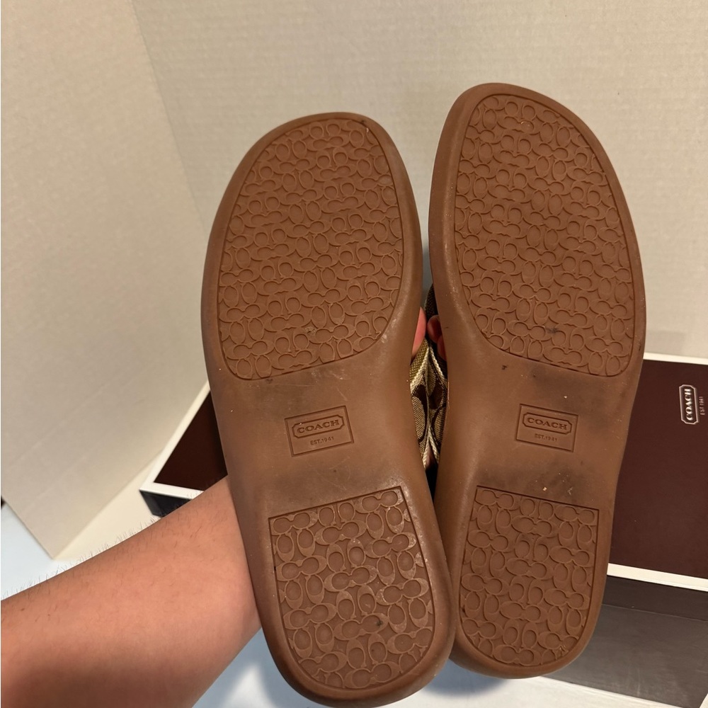Coach Signature Morrison Brown and Tan Flip Flops - Picture 5 of 6